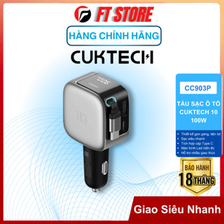 Tẩu Sạc Ô Tô CUKTECH CC903P 100W Max 2C1A Tích Hợp Cáp Type C Rút Gọn Màn Hình Hiển Thị Chi Tiết 