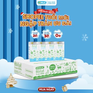  Sữa tươi UHT Đà Lạt True Milk VPMilk ít đường 180ml  thùng 48 hộp  