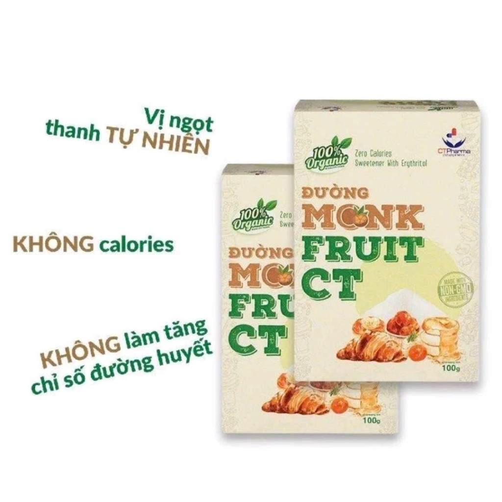 Đường ăn kiêng La hán quả MonkFruit CT Pharma hộp 100 gram  (20 gói)