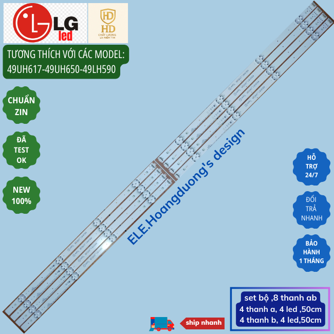 Thanh led tivi lg 49 inch – bộ led cho các model 49uh617/49uh650/49lh590 – ele.hoangduong