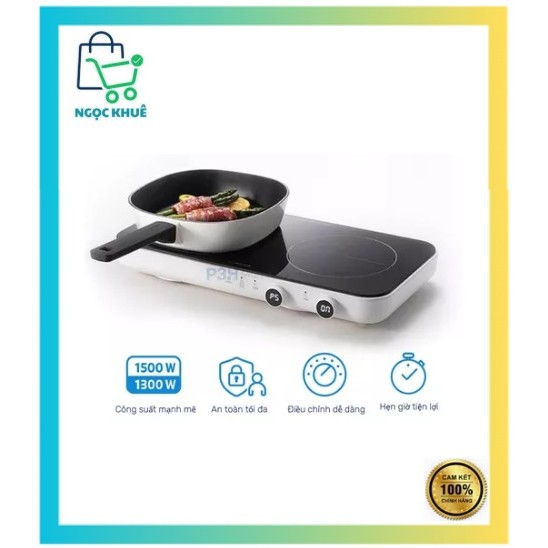 Bếp điện từ đôi LocknLock, 220-240V, 50/60Hz, 1500W+1300W - Màu trắng EJI326WHT