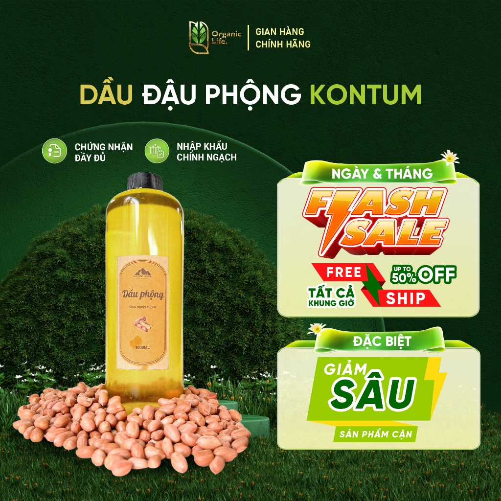 Dầu Phộng (dầu lạc) sạch KonTum 1L Mountain Farmers