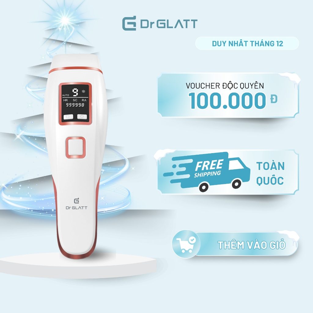 Máy Triệt Lông Tại Nhà Dr Glatt IPL PRO - Triệt Lông Lạnh Toàn Thân, Trẻ Hóa Da, Cho Da Nhạy Cảm