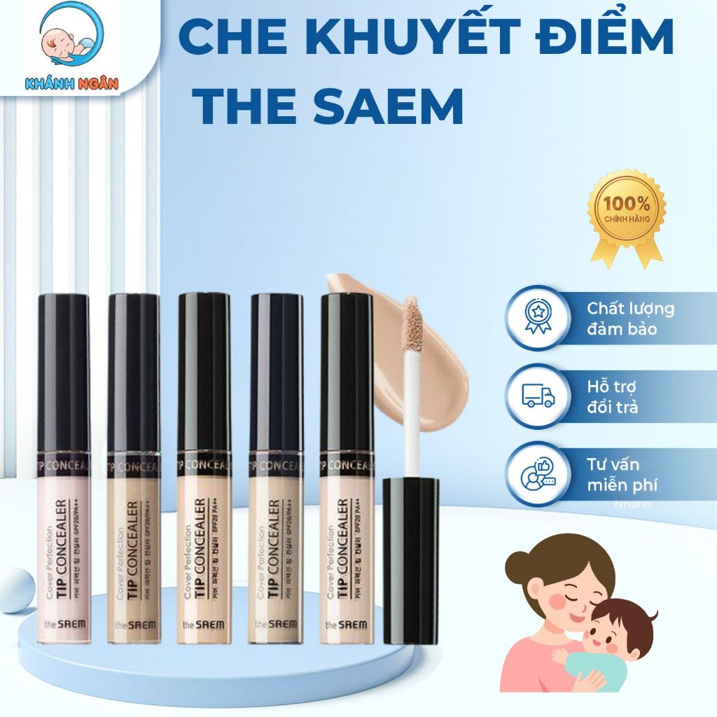 Che Khuyết iểm The Saem Cover Perfection Tip Concealer Spf28 PA++ (6.5g)- Khánh Ngân Siêu Thị Mẹ Bé