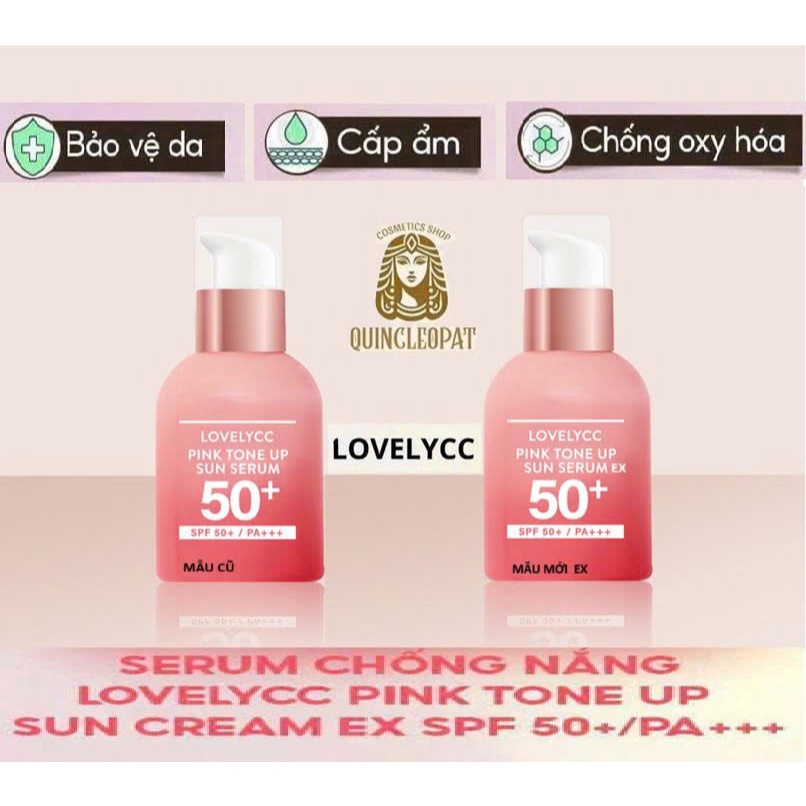  HÀNG CÔNG TY CÓ TEM PHỤ CÓ HÓA ĐƠN Serum  Dưỡng Da Chống Nắng Nâng Tone tự nhiên  Lovelycc Pink Tone Up SPF 50+++30g 