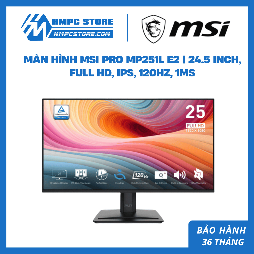 Màn hình MSI PRO MP251L E2 | 24.5 inch, Full HD, IPS, 120Hz, 1ms