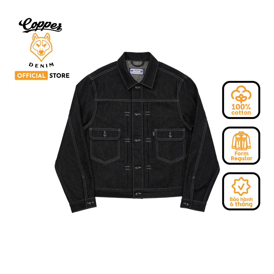 [CLEARANCE SALE] Áo Khoác Jean/Denim Nam Type II 12 Oz - raw denim, màu đen - Copper Denim