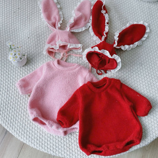 Bodysuit dài tay dạ thỏ kèm nón bé gái 4-11Kg. Body dài tay thu đông bé gái. Stella Shop