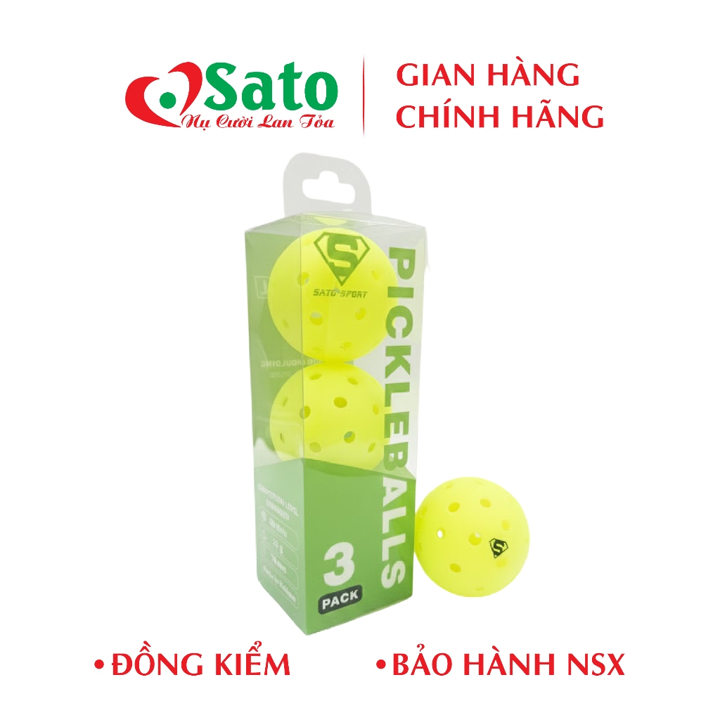 Hộp 3 bóng Pickleball thi đấu 40 lỗ Made in Vietnam Sato Sport Sato 168