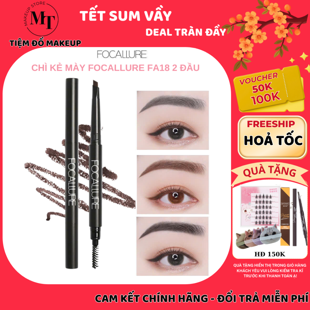 Kẻ mày 2 đầu FOCALLURE  FA18 lâu trôi, dễ kẻ tiện lợi | MT MAKEUP STORE