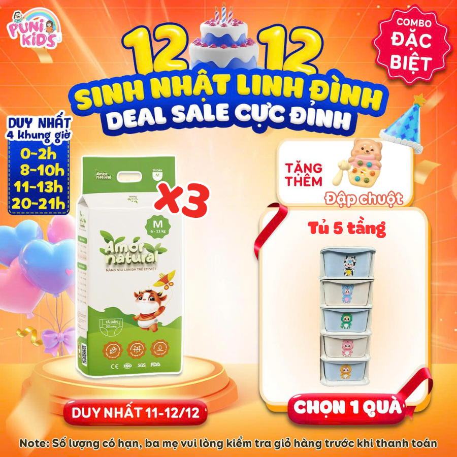 [3A] [TẶNG TỦ ĐỒ ĐA NĂNG 5 TẦNG] COMBO 03 BỊCH TÃ BỈM AMOR NATURAL dán/quần,Bỉm Việt mỏng nhẹ,thấm tốt,đủ size NB-4XL
