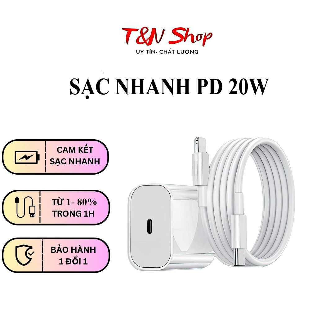 Sạc nhanh PD 20W (USB- C) Loại Tốt, Không Nóng Máy ,An Toàn Ổn Định bảo hành 12 tháng, TKN