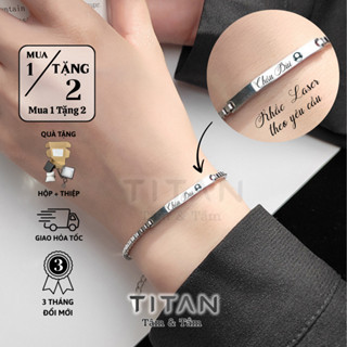  Vòng tay đôi nam nữ Khắc Tên theo yêu cầu lắc tay vuông quà tặng tình yêu màu bạc 925 không gỉ couple unisex Titan 