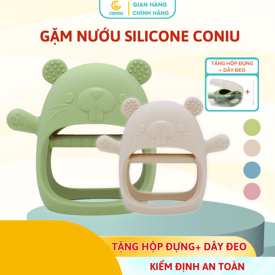 Gặm Nướu Silicone Coniu Cho Bé Siêu Mềm Giúp Giảm Ngứa Nướu An Toàn Cho Bé (Có Hộp Đựng)
