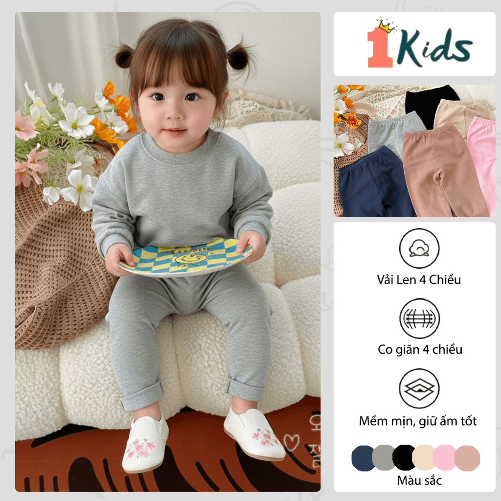 Quần Dài Legging Onkids Jinro Bé Gái, Chất Dày Dặn, Mềm Mại, Lót Lông Ấm Áp (9M-4Y)