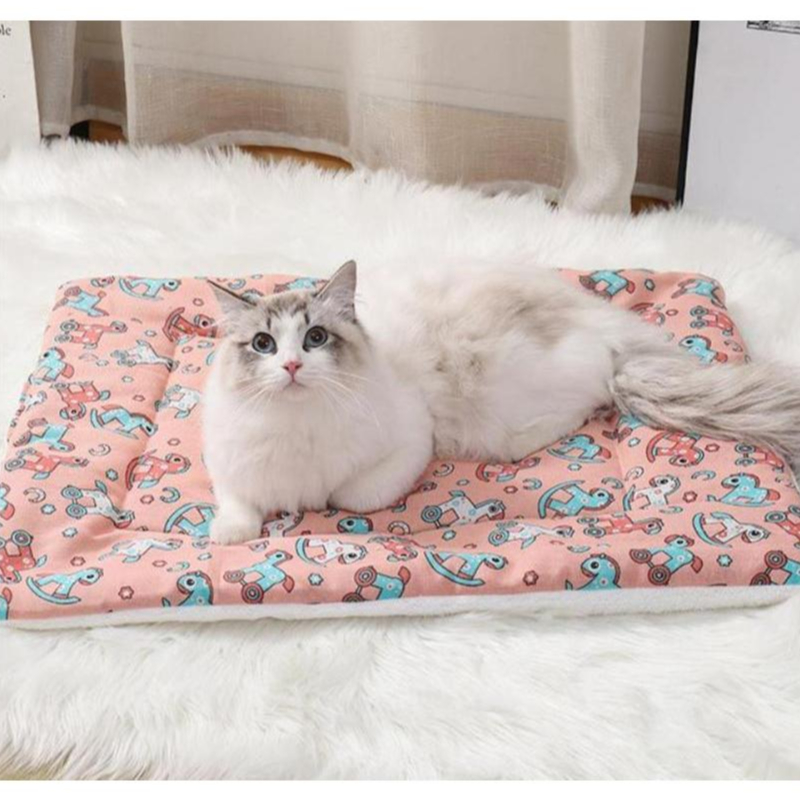 Đệm nằm Chó Mèo, Ổ Chó Mèo hình chữ nhật 38x50 - Nệm Nằm Dành Cho Thú Cưng 2 Mặt Có Lớp Lông Nỉ Mềm 