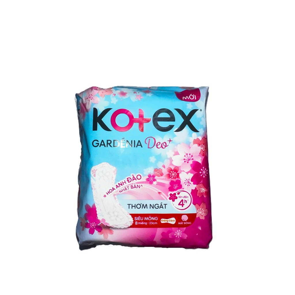 Băng vệ sinh Kotex hoa anh đào siêu mỏng Không Cánh 23cm - bịch 8 miếng