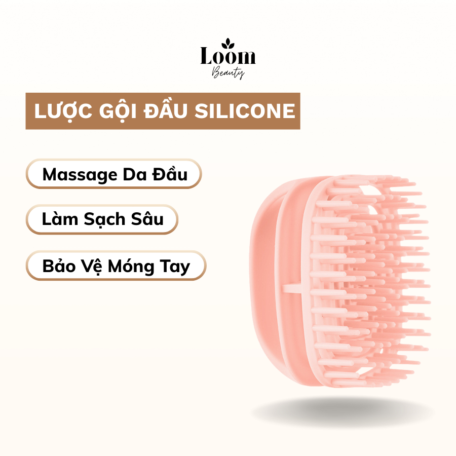 Lược Gội Đầu Silicone Mềm Loom Beauty Massage Da Đầu Thư Giãn, Làm Sạch Chân Tóc, Giảm Ngứa