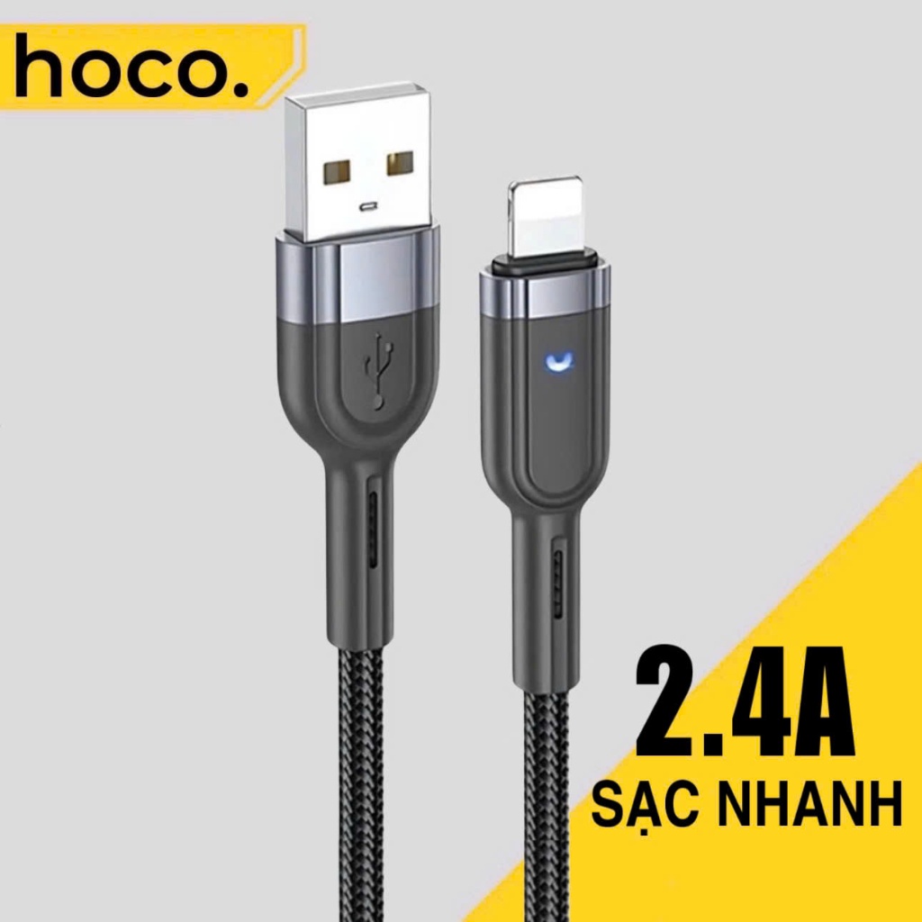 Dây sạc nhanh 2.4a dùng cho 6 7 ... 12 13 14 Hoco Cáp bện dù cao cấp tự ngắt khi sạc đầy