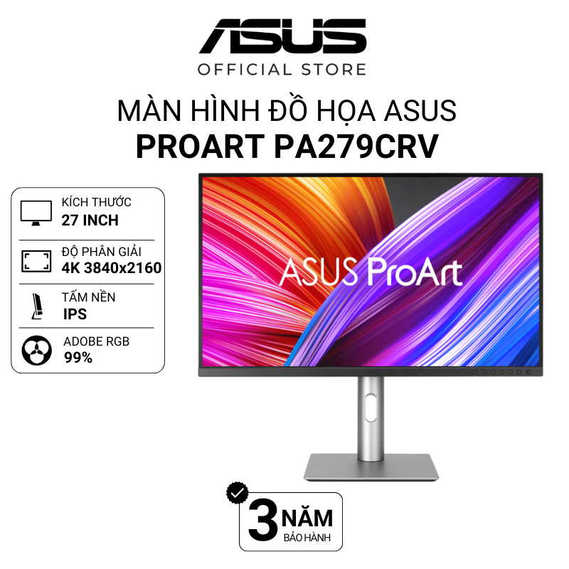 Màn hình ASUS ProArt PA279CRV | 27" | IPS | 4K UHD | 60Hz | 5ms | Chuyên Đồ Họa | 99% ADOBE RGB ΔE<2