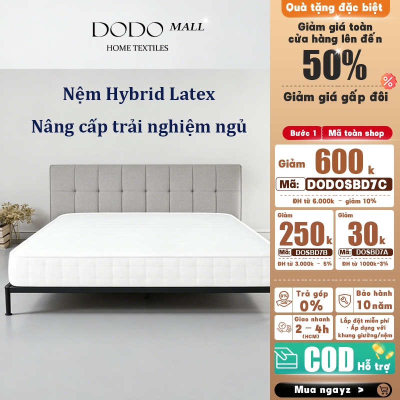 Đệm giường DODO Hybrid Latex 15cm 100% Đệm Cao Su Thiên Nhiên Memory Foam