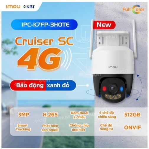 Camera IMOU sim 4G Cruiser SC 4G IPC-K7FP 3MP/5MP Zoom xa 8x, Chống nước, Bảo hành 2 năm