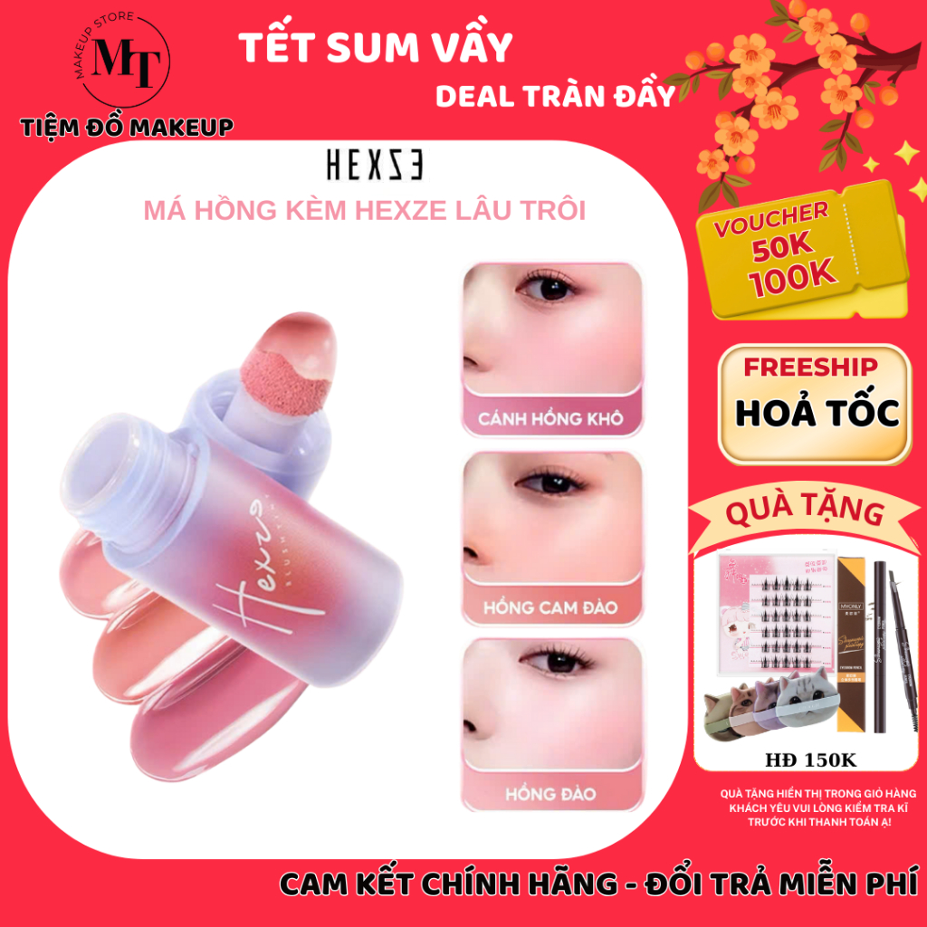 Má hồng kem HEXZE, lên màu tự nhiên, lâu trôi, da căng bóng | MT MAKEUP STORE