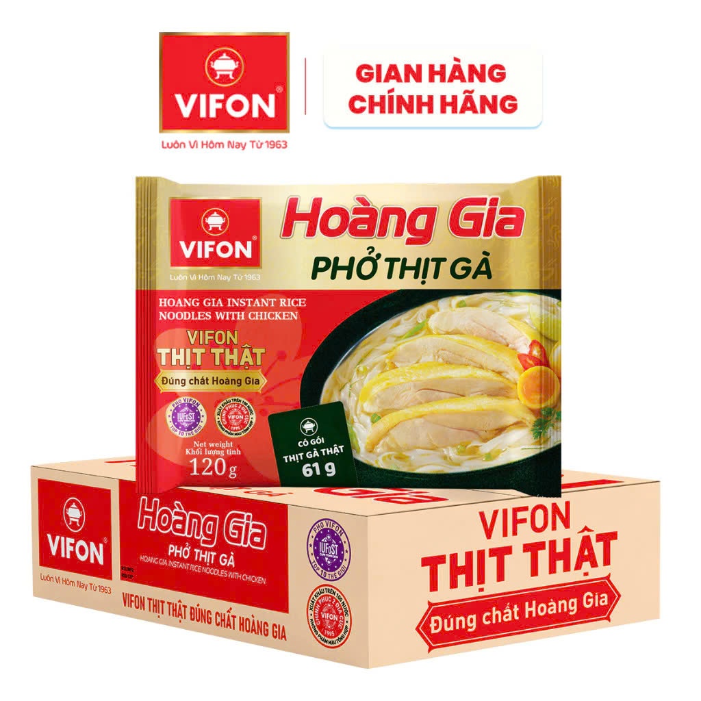 Phở Thịt Gà HOÀNG GIA VIFON Có Thịt Thật 120g / Gói