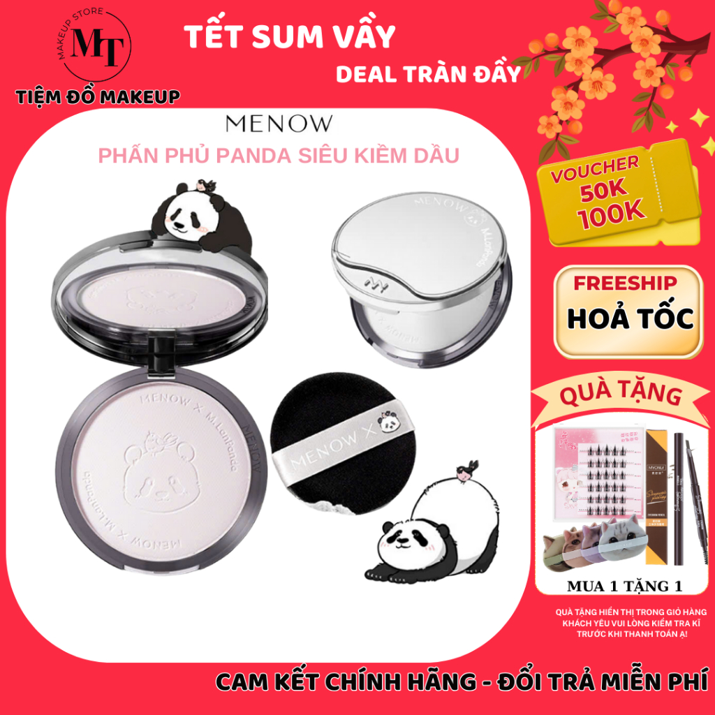 Phấn phủ Menow Panda 21g siêu kiềm dầu, phấn mịn nền không hút nước | MT MAKEUP STORE