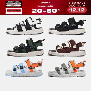  Giày sandal Buenas Signature 6879 - dép quai hậu nam nữ unisex đi học quai ngang đế cao 4cm 