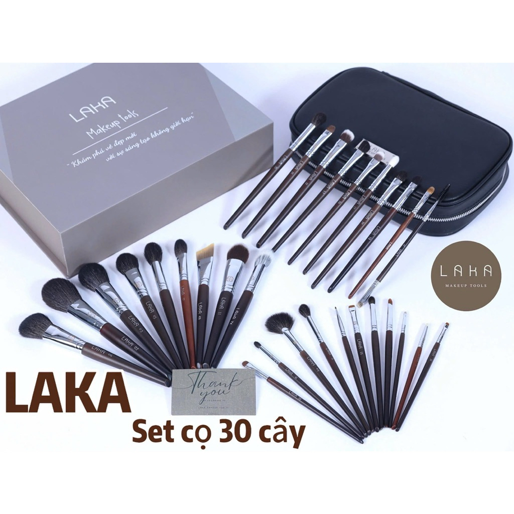 (LAKA TẶNG BÔNG MÚT)Bộ cọ trang điểm chuyên nghiệp 30 cây Laka cao cấp