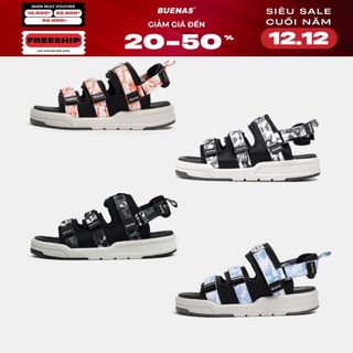  Giày sandal Buenas Sport 7979 hoạ tiết rằn ri và camo dép quai hậu đi học nam nữ quai ngang đế cao 4cm 