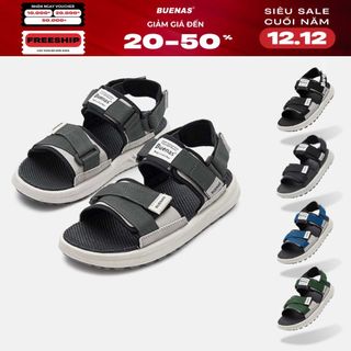  Giày sandal Buenas 2628 LEATHER màu đen - ghi quai hậu nam nữ unisex học sinh đế cao 4cm 