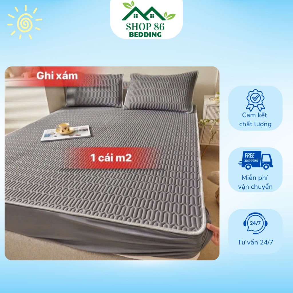 Chiếu Điều Hòa bo chunChiếu Điều Hòa bo chun bọc đệm trần bông xơ đậu lành 1m2, ,1m6, 1m8, 2mx2m2.tặ