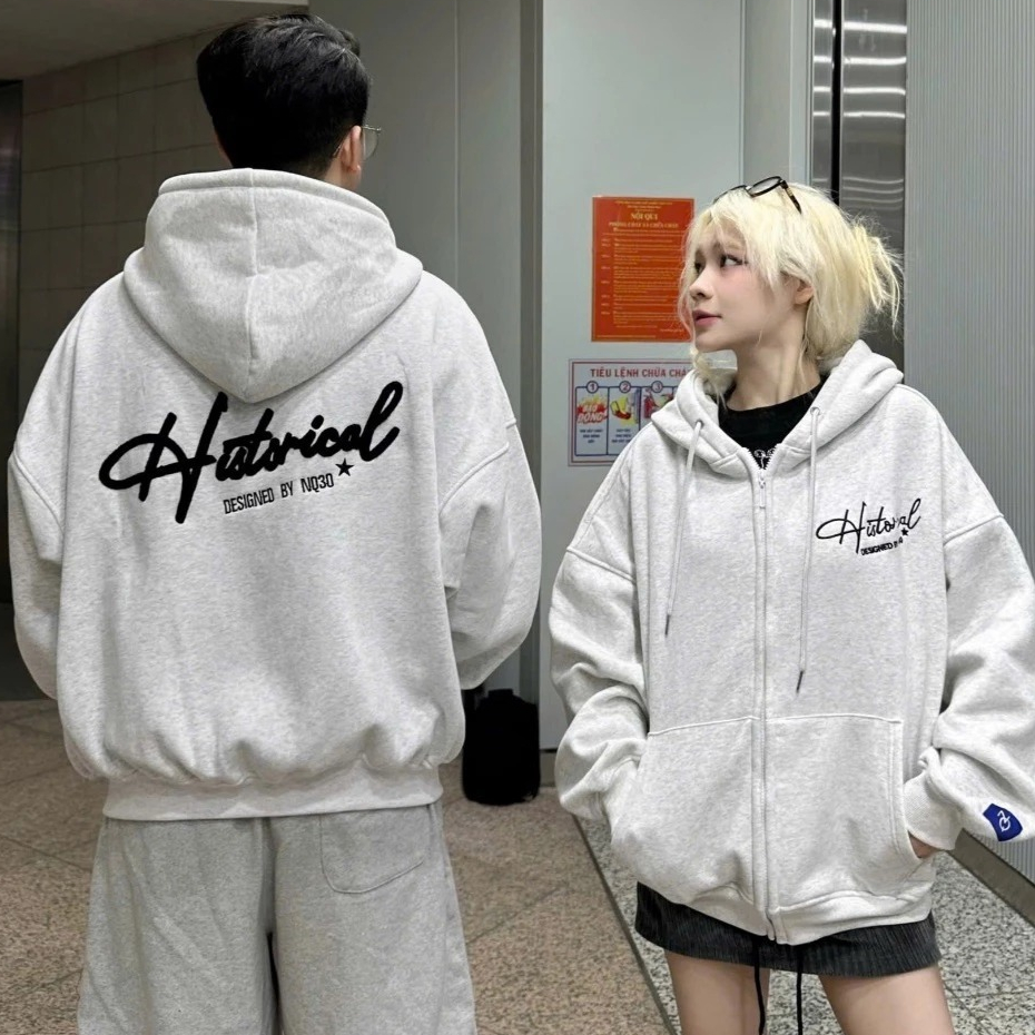 Áo Khoác Nỉ Hoodie Zip Thêu NQ30 AM Form Rộng Nam Nữ Unisex Hoodie nhà NQ30 AM Form Rộng Nam Nữ