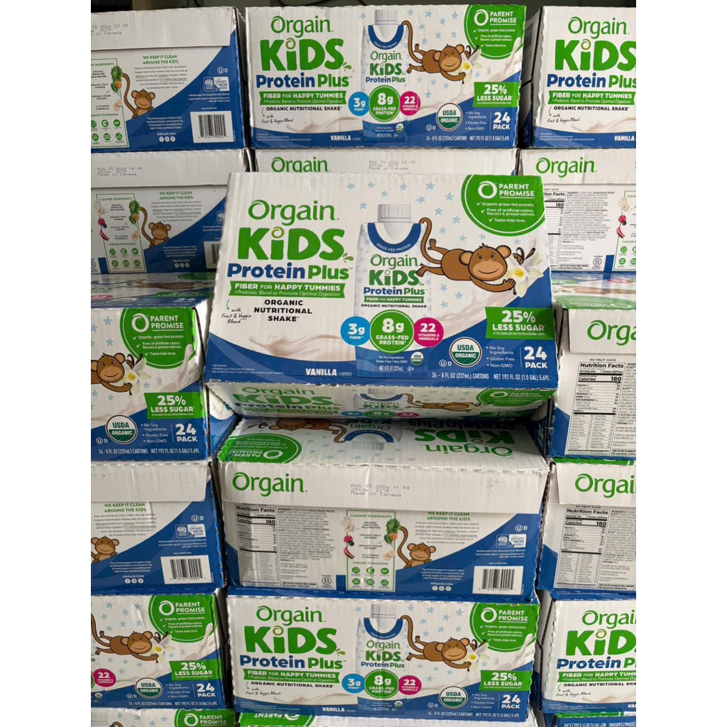 Thùng 24 hộp sữa nước Orgain Kids Protein Plus vị vani