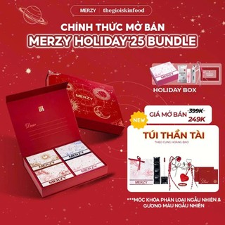  Túi Quà Holiday Và Hộp Quà Điều Ước Son Môi Trang Điểm Merzy Holiday’25 Bundle  Combo Box + Gift + Son  