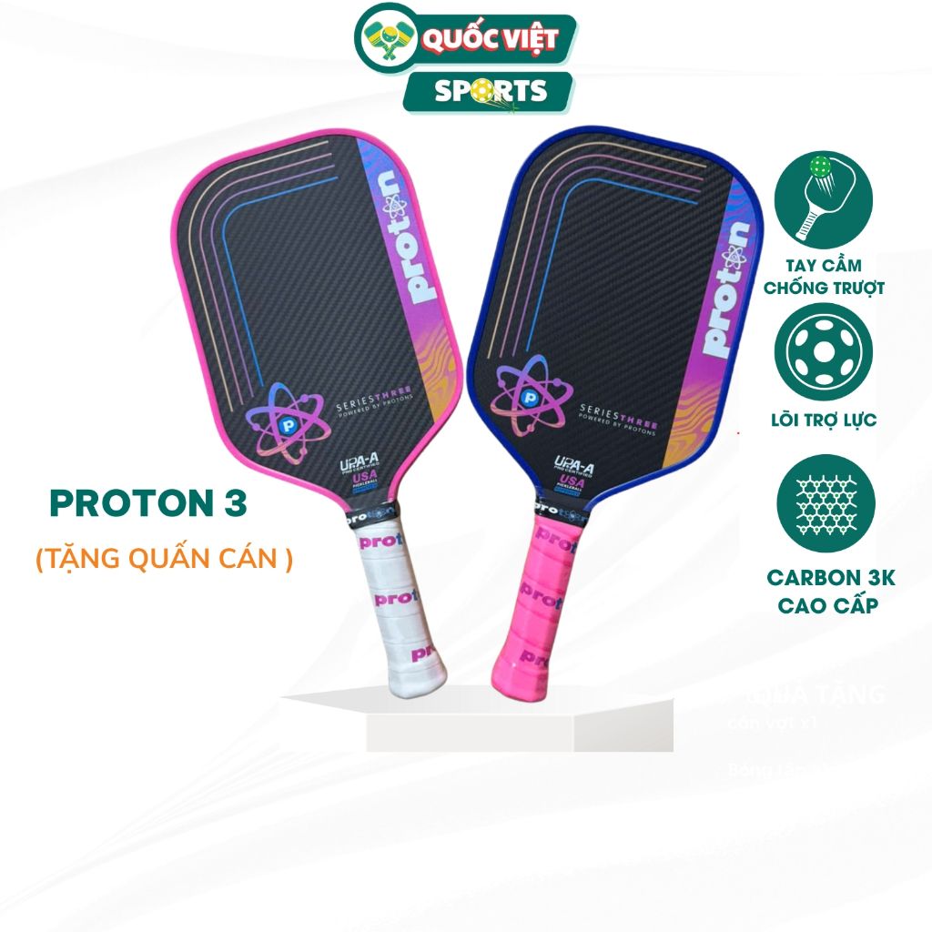 Vợt pickleball siêu cấp Proton Flamingo series 3 mặt nhám carbon cao cấp
