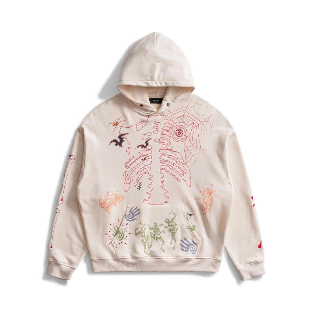 Áo hoodie SKELETON CURSE chính hãng Mikenco Kem Thêu In