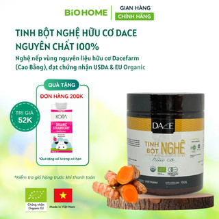 Tinh bột nghệ hữu cơ Dace 150g - Nghệ nếp Cao Bằng, nguyên chất, dễ uống, mịn thơm, chuẩn USDA, EU, JAS Organic