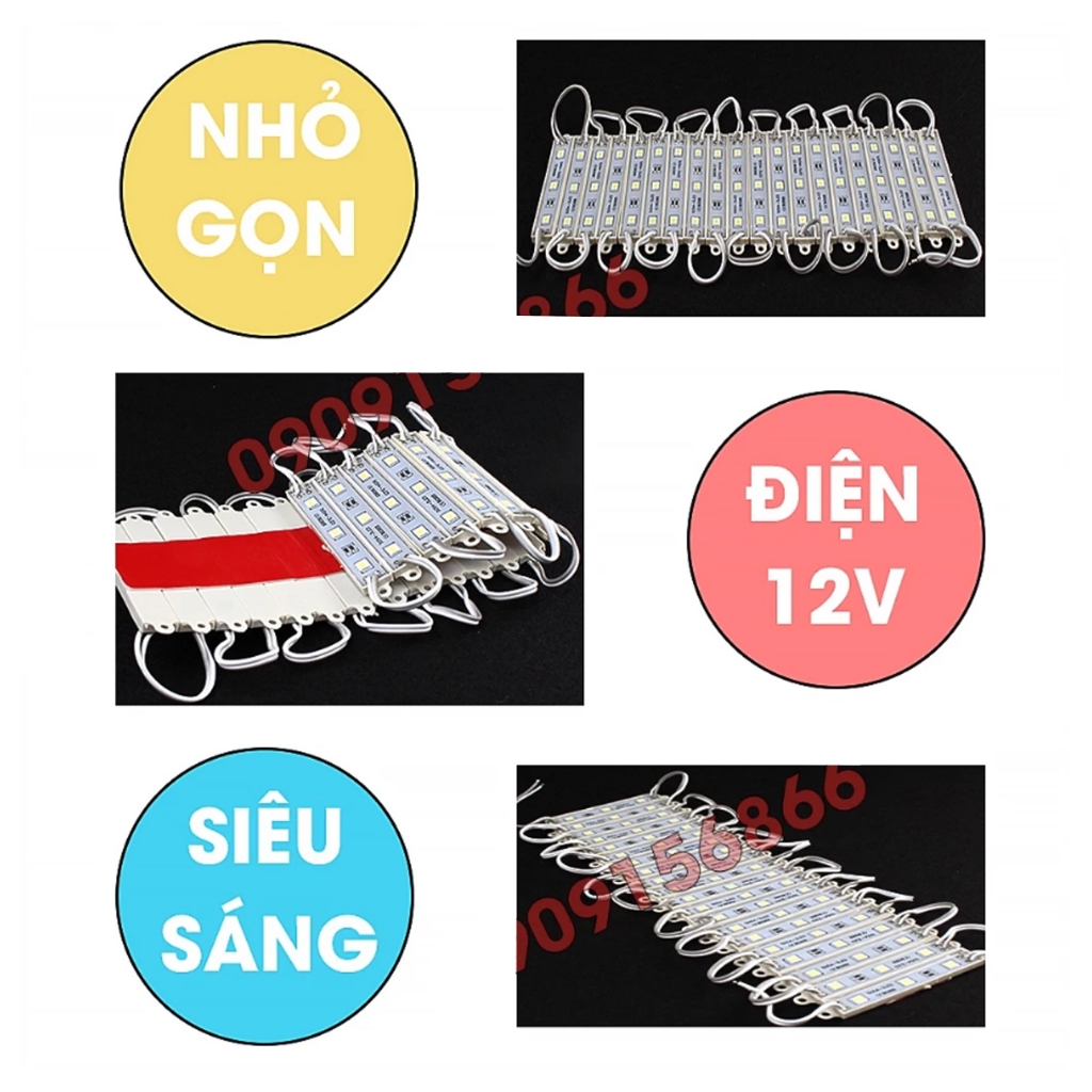 Đèn Led hắt 3 bóng 5054 / 6011 , điện 12v