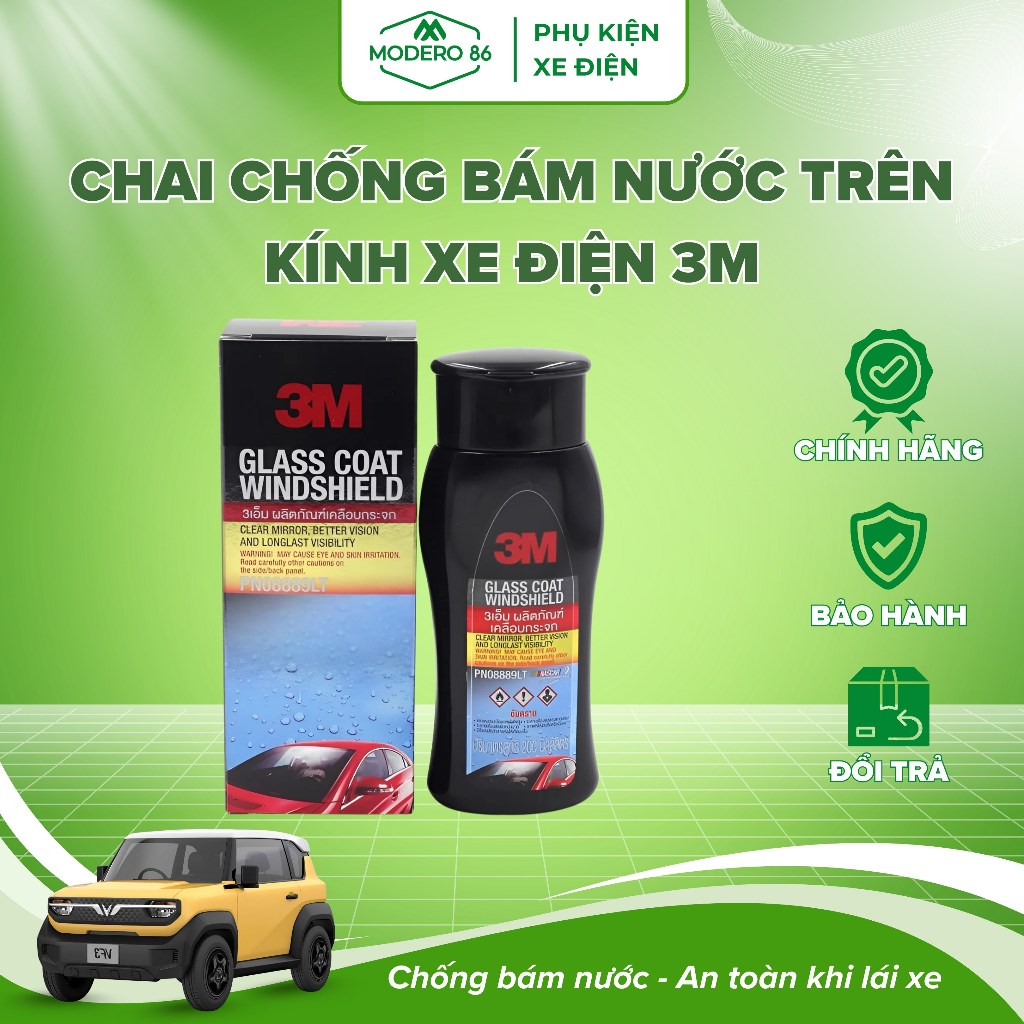 Chai Chống Bám Nước Trên Kính Xe Điện 3M Glass Coat Windshield 08889 LT 200ml | Phủ Nano
