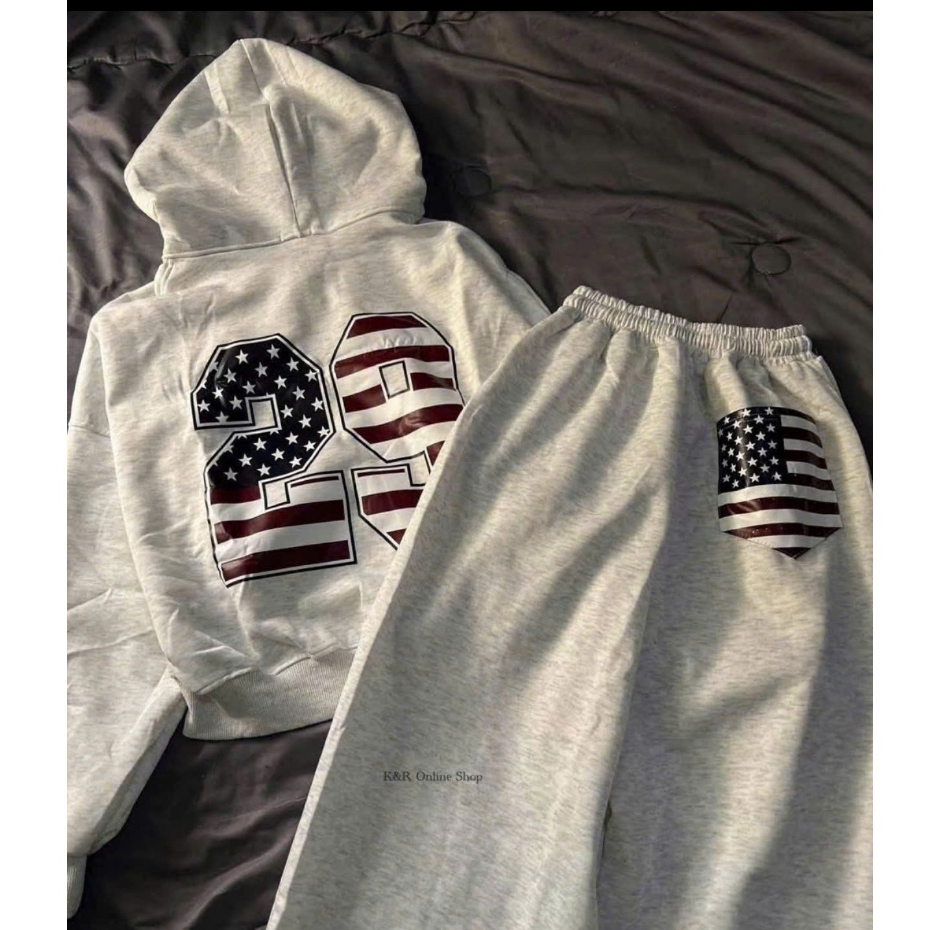 ÁO KHOÁC HOODIE ZÍP SỐ 29 CỜ MỸ.Áo Hoodie Zip Nữ Có Mũ Form Rộng Tay Dài Siêu Ấm Unisex In Cờ Mỹ