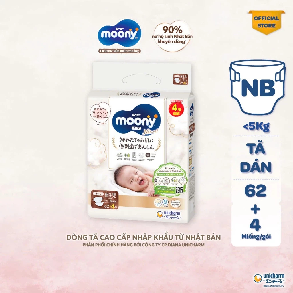 Bỉm dán, Bỉm quần Moony Dịu Nhẹ, Moony trắng, Moony Natural siêu cao cấp nhập khẩu Nhật Bản.