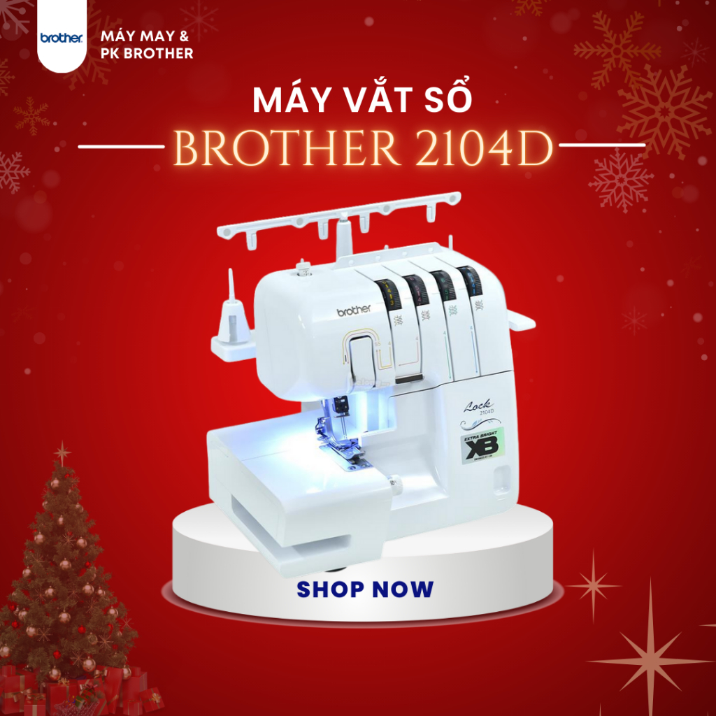 Máy vắt sổ Brother 2104D may nhún, may chập Bảo hành 12 tháng