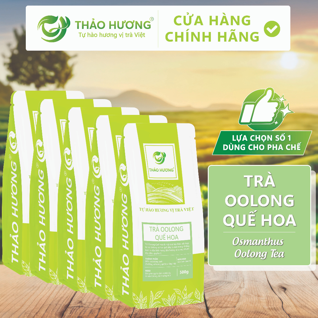 Combo 5 Gói Trà Oolong Quế Hoa Osmanthus (Osmanthus OOlong Tea) Thảo Hương 500g - Pha trà trái cây, 
