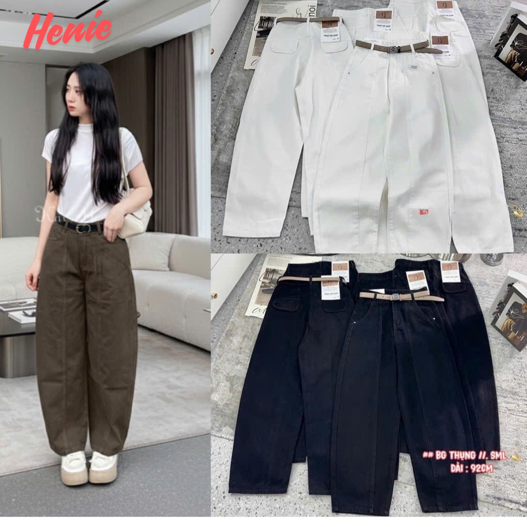 [Vải mềm]Quần jeans bagy thụng dáng nấm lùn