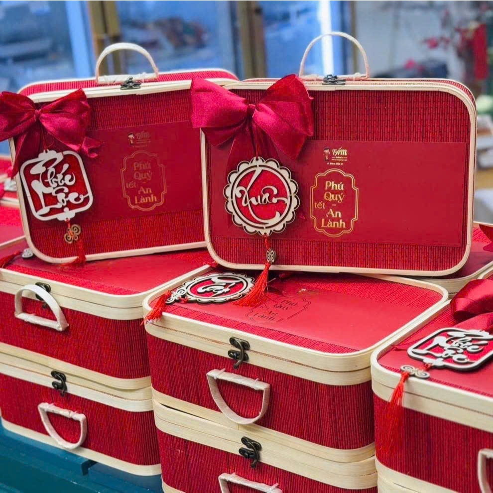 Hộp Mành tre Đựng Quà Tết Siêu hot - Hộp Vali Tre - Giỏ Picnic Tre - Bamboo Picnic Basket