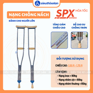 Nạng Chống Nách OROMI Bằng Nhôm/Inox Chắc Chắn, Có Đế Cao Su Chống Trơn Trượt, Có Thể Tăng Giảm Chiều Cao Phù Hợp