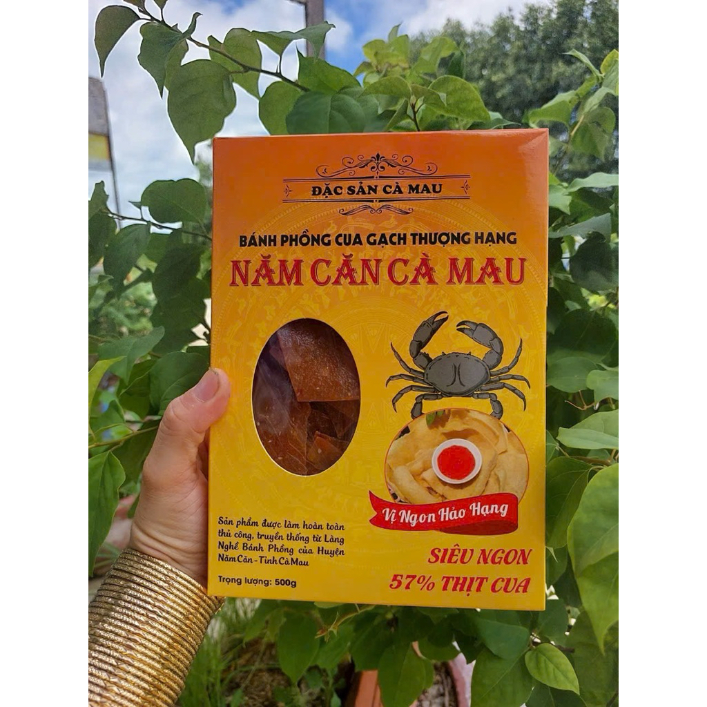 BÁNH PHỒNG CUA GẠCH CÀ MAU – HỘP 500G   - TẶNG 50g BÁNH PHỒNG CHUỐI